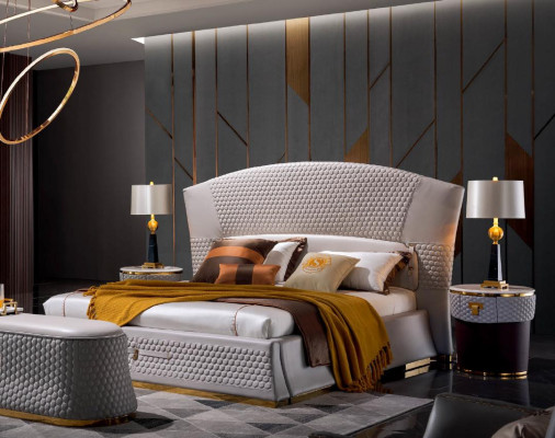 Bett + 2x Nachttisch 3 tlg Schlafzimmer Set Design Modern Luxus Klassische