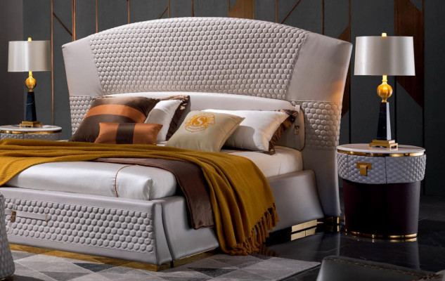 Bett + 2x Nachttisch 3 tlg Schlafzimmer Set Design Modern Luxus Klassische