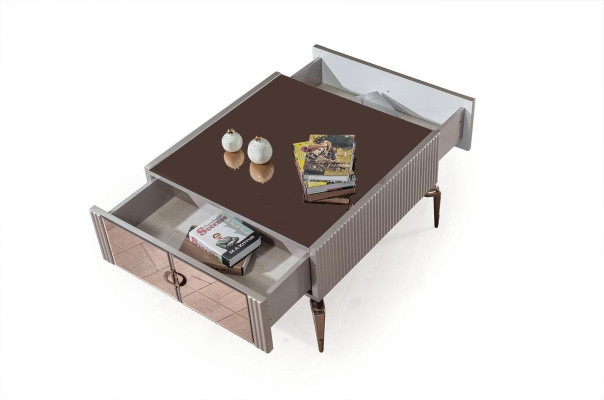 Eleganter Couchtisch 2x Schubladen Wohnzimmer Tisch Luxus Holz Möbel