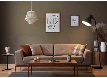 Sofa 3 Sitzer Polstersofa Grau Textill Sitz Design Stoff Modern Couch Sofas