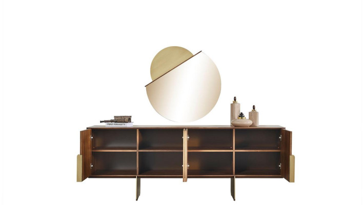 Luxuriös Esszimmer Set Besteht aus Anrichte und Spiegel Braun Farbe