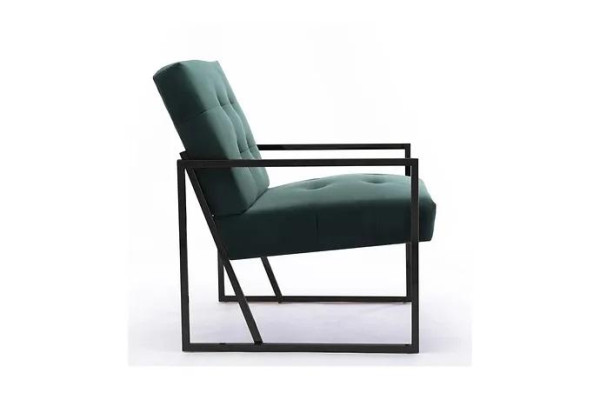  Dunkelgrüner Sessel Wohnzimmer Textil + Metallbeine Luxusmöbel Neu