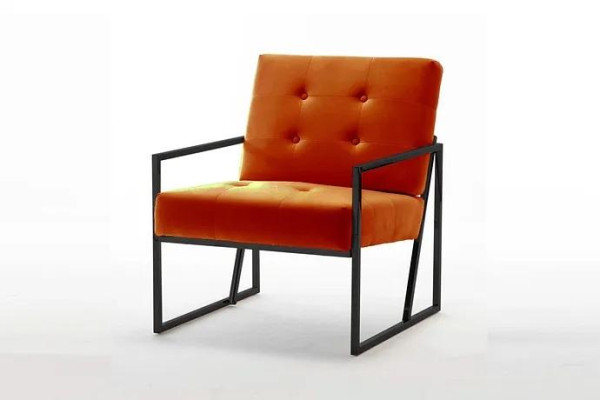  Orange Sessel Wohnzimmer Luxusmöbel Hochwertige Metallbeine Textil Neu