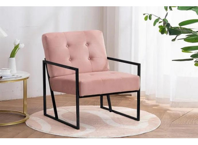  Bequemer Sessel 1-Sitzer Wohnzimmer Rosa Textilpolsterung Metallbeine