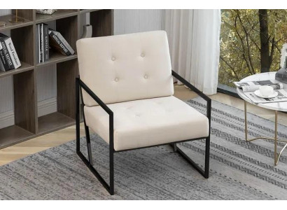  Beiger Textilsessel Wohnzimmer 1-Sitzer Relax Metallbeine Esszimmer
