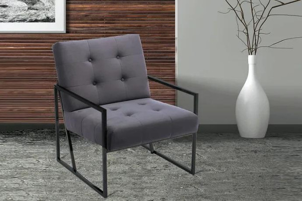  Grauer Chesterfield Sessel Holzgestell Luxus Wohnzimmer Möbel 1-Sitze