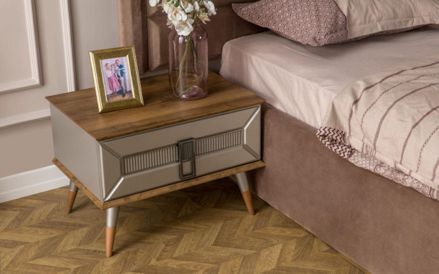  Beige Schlafzimmer Luxus Möbel Designer Doppelbett 2x Nachttische 5tlg