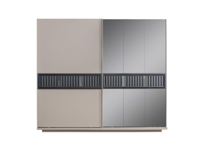  Moderner Beiger Schlafzimmer Kleiderschrank Spiegelschrank Holz Möbel