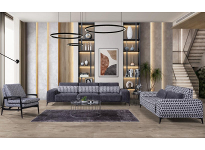  Graues Wohnzimmer Sitzgarnitur Exklusiver Dreisitzer Einsitzer 3tlg 4+3+1