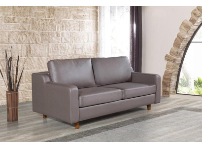  Graues Ledersofa Designer 3-Sitzer Wohnzimmer Couchen Polster Möbel
