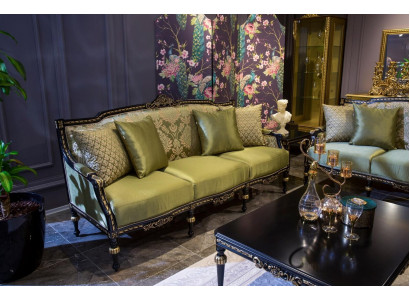 Luxus Dreisitzer Moderne Couch Polster Möbel Sofas Stoff Textil Grün