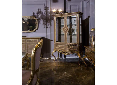 Goldene Vitrine Barock Rokoko Möbel Schrank Glasschrank Regale Vitrinen