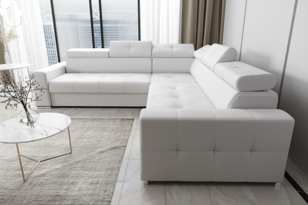 Wohnzimmer Textil Leder Luxus L Form Modern Ecksofa Couch Polsterung Sofas Neu
