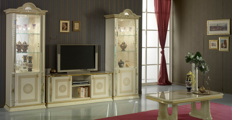 Klassische Wohwand Wohnzimmer Schrank Sideboard 2x Vitrinen Sideboard Lowboard