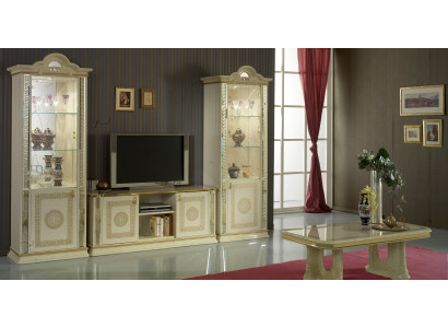 Klassische Wohwand Wohnzimmer Schrank Sideboard 2x Vitrinen Sideboard Lowboard