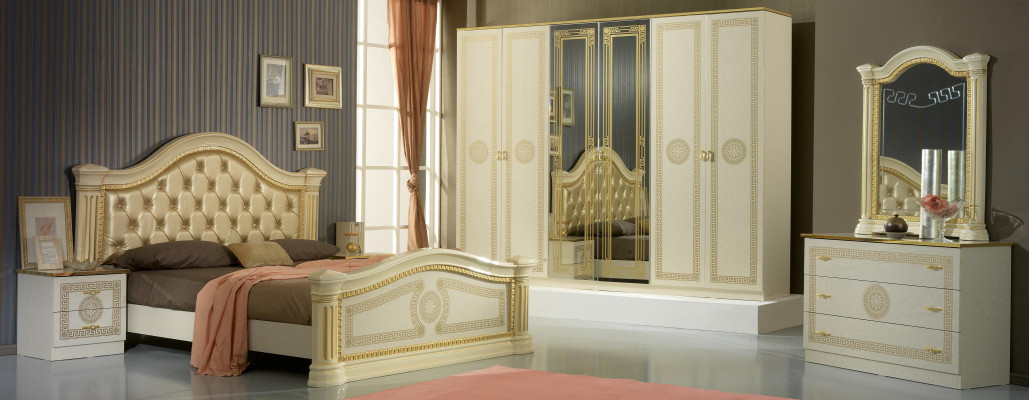 Schlafzimmer Chesterfield Leder Bett 6tlg Design Möbel Set Nachttisch Kommode