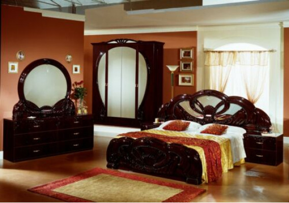 Schlafzimmer Set Design Modern Luxus Schlafzimmer Bett 2x Nachttisch 6 tlg. Holz