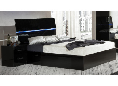 Design Schlafzimmer 3tlg. Bett 2x Nachttisch Luxus Betten Set Möbel Led Licht