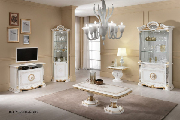 Weisser RTV Schrank Regal Schränke Italienische Stil Möbel Kommoden Sideboard
