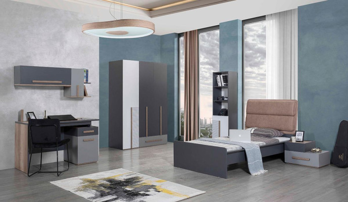 Bett Jugendzimmer Betten Schlafzimmer Möbel Einzelbett Einrichtung Grau