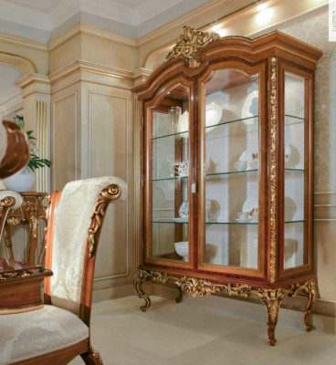 Vitrine Schränke Vitrinen Holz Luxus Glasschrank Möbel Barock 