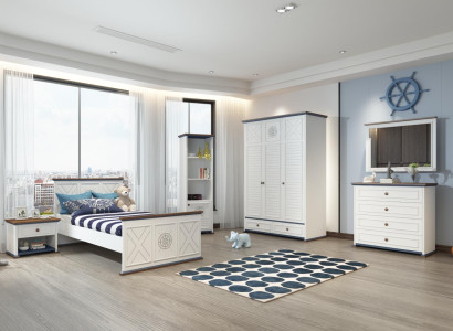Kinderzimmer Set Bett Nachttisch Kleiderschrank Kommode Schlafzimmer 6tlg.