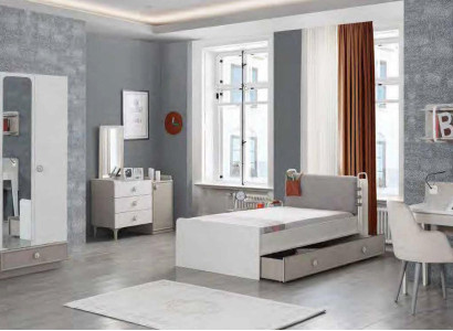 Design Jugendzimmer Komplett Kleiderschrank Kommode Schreibtisch 4tlg.