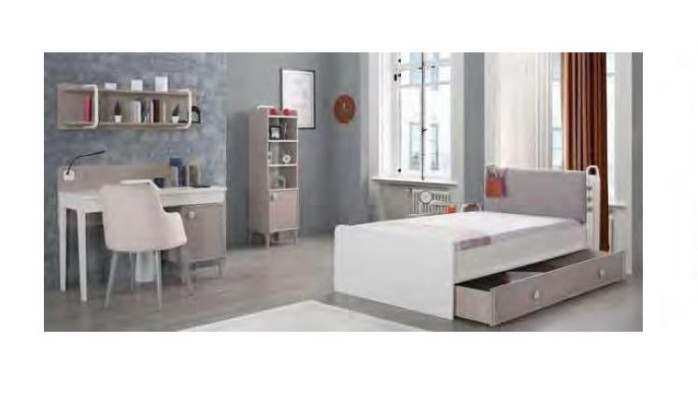 Design Jugendzimmer Komplett Kleiderschrank Kommode Schreibtisch 4tlg.