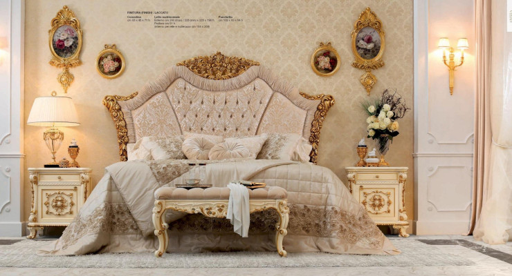 Luxus Doppelbett Bett Stoff Betten Bettrahmen Holz Schlafzimmer Barock