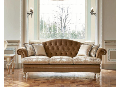 Dreisitzer Sofa 3 Sitzer Chesterfield Sofas Stoff Luxus Braun Barock