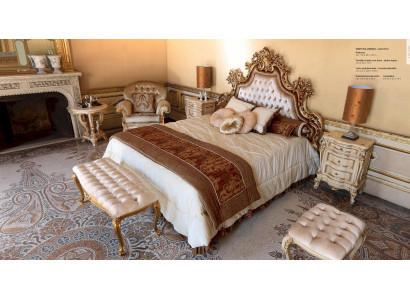 Chesterfield Doppelbett Bett Stoff Betten Bettrahmen Holz Barock Stil