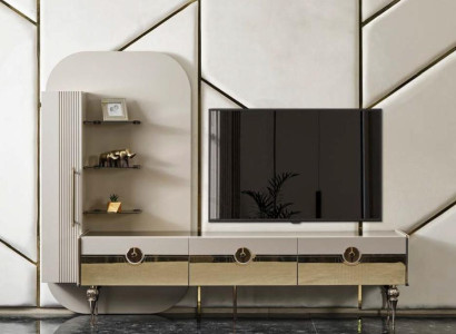 Luxus Wohnwand Italienische Stil TV Ständer Sideboard Grau Wohnzimmer