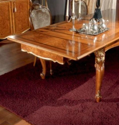Esstisch Tisch Ausziehbar Essecke Holz Groß Braun Barock Esszimmer