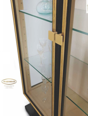 Vitrine Schränke Vitrinen Luxus Schrank Wohnzimmer Holz Glas Schwarz