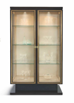 Vitrine Schränke Vitrinen Luxus Schrank Wohnzimmer Holz Glas Schwarz