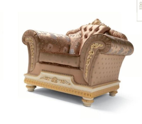 Sessel Luxus Sitzer Stoff 1 Sitzer Wohnzimmer Möbel Beige Barock Holz