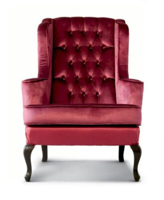 Sessel Luxus Sitzer Sitz 1 Stoff Rot Chesterfield Wohnzimmer Möbel 