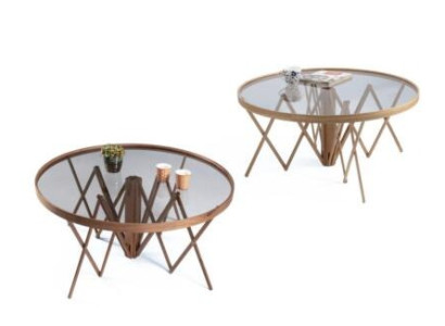 Designer Wohnzimmer Set 2x Couchtische Rund Kaffee Tisch Luxus Möbel