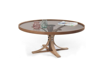 Couchtisch Braun Holz Designer Kaffee Tisch Wohnzimmer Glastisch Möbel