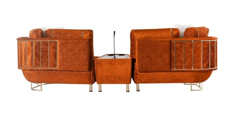 Oranges Sofa Mit einem Tisch Designer 3-Sitzer Wohnzimmer Luxus Möbel