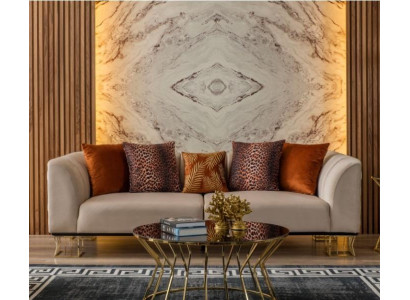 Polster 3-Sitzer Exklusiver Beiger Wohnzimmer Dreisitzer Luxus Couchen