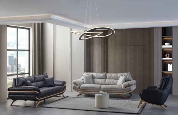 Exklusive Wohnzimmer Set Besteht aus 2x 3-Sitzer Sofas und Sessel 3tlg