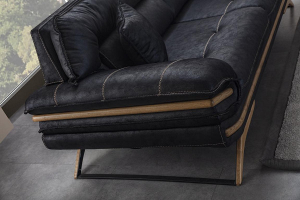 Stilvoll 3-Sitzer Sofa Exklusive Schwarz farbe Luxus Möbel in Wohnzimmer