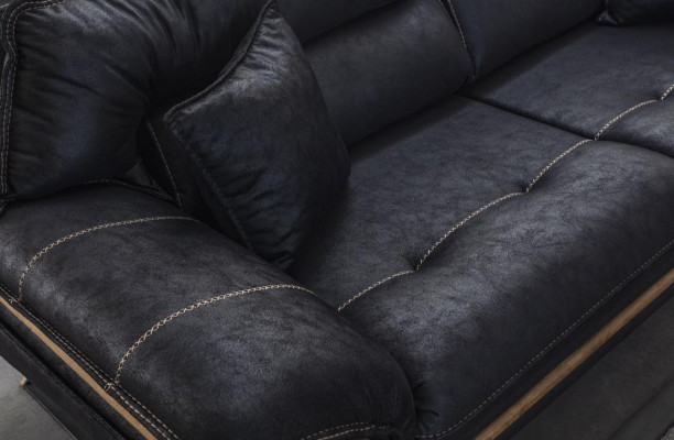 Stilvoll 3-Sitzer Sofa Exklusive Schwarz farbe Luxus Möbel in Wohnzimmer