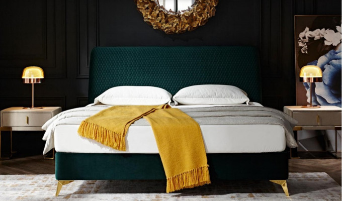 Bett 180x200cm Textil Schlafzimmer Möbel Luxury Moderne Betten Design Bett Samt
