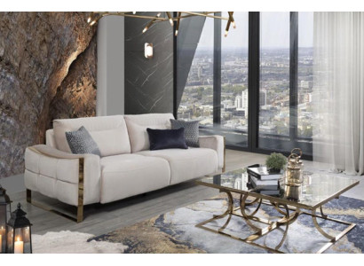 Klassische Sofa 3 Sitz Design Wohnzimmer Polster Holz Polster Moderne Luxus Weiß