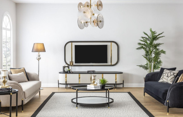 Luxus Sofa 2-Sitzer Stoff Wohnzimmer Modernes Design Sofas Polster Couchen Neu