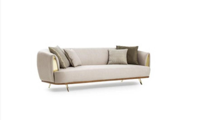 Modernes Sofa 2 Sitzer Polstersofa weiß Textil Sitz Design Couch Sofas Stoff