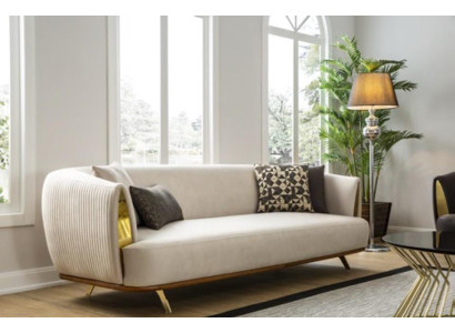 Modernes Sofa 2 Sitzer Polstersofa weiß Textil Sitz Design Couch Sofas Stoff