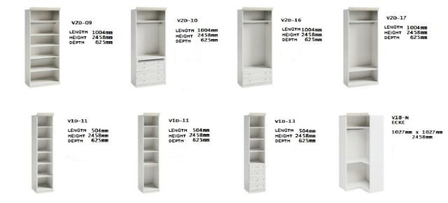  Element Model V-18N für Begehbarer Schrank Kleiderschrank Italienische Möbel